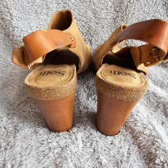 Sofft Women Cidra Leather Comfort Peep Toe Slingback Heel Sandal Size 11M Brown - Picture 6 of 9